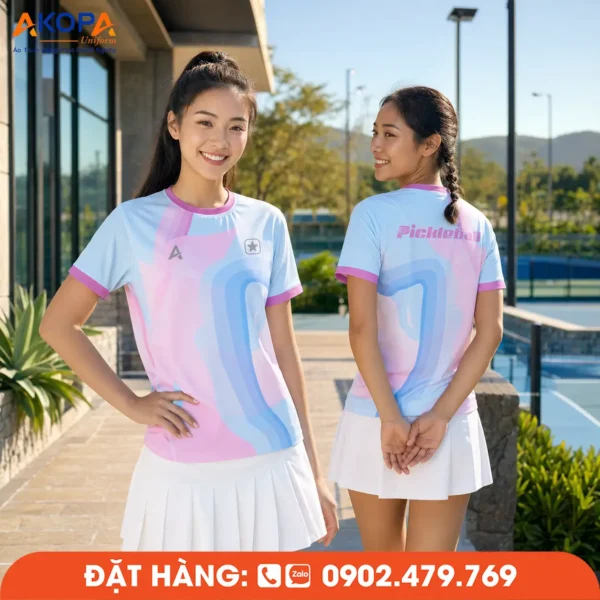 Áo Đồng Phục Pickleball Hồng Pastel Và Xanh Baby – PK236