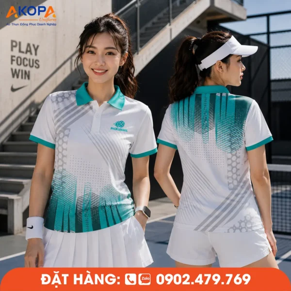 Áo Đồng Phục Pickleball Trắng Phối Xanh – PK297