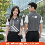 Áo polo đồng phục màu ghi phối họa tiết hình học tạo điểm nhấn hiện đại, giúp doanh nghiệp xây dựng hình ảnh chuyên nghiệp và khác biệt. Thiết kế tinh tế, form áo chuẩn, phù hợp cho trung tâm đào tạo, doanh nghiệp công nghệ, văn phòng và đội ngũ tư vấn khách hàng.