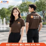 Áo polo đồng phục màu nâu thiết kế tối giản, dễ phối logo, bền màu, phù hợp showroom, nội thất, văn phòng và nhiều ngành dịch vụ.