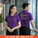 Áo polo đồng phục màu tím mang đến vẻ hiện đại, nổi bật và chuyên nghiệp. Thiết kế tối giản, chất liệu thoáng mát, in thêu logo sắc nét, phù hợp cho doanh nghiệp, gara ô tô và nhiều ngành nghề khác.