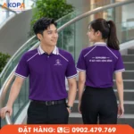 Áo polo đồng phục màu tím nổi bật với thiết kế tinh tế, phối viền hiện đại và chất liệu thoáng mát. Phù hợp cho văn phòng, y tế, doanh nghiệp và đội ngũ nhân viên chuyên nghiệp.