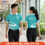 Áo polo đồng phục màu xanh ngọc phối trắng mang đến vẻ ngoài thanh lịch và hiện đại. Thiết kế phù hợp cho doanh nghiệp, văn phòng, y tế và dược phẩm với chất liệu thoáng mát, bền đẹp, tạo hình ảnh chuyên nghiệp mỗi ngày.