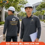 Mẫu áo thun dài tay màu xám phối viền vàng, thích hợp cho doanh nghiệp, cửa hàng và đội ngũ kỹ thuật, mang lại sự đồng bộ, bền đẹp và thoải mái khi làm việc.