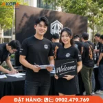 Áo thun sự kiện cổ tròn màu đen phù hợp cho check-in, offline và giao lưu câu lạc bộ. Thiết kế hiện đại, dễ in logo và tạo dấu ấn riêng cho tập thể.