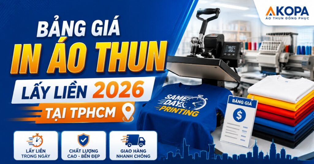 Cập nhật bảng báo giá in áo lấy liền tại tphcm 