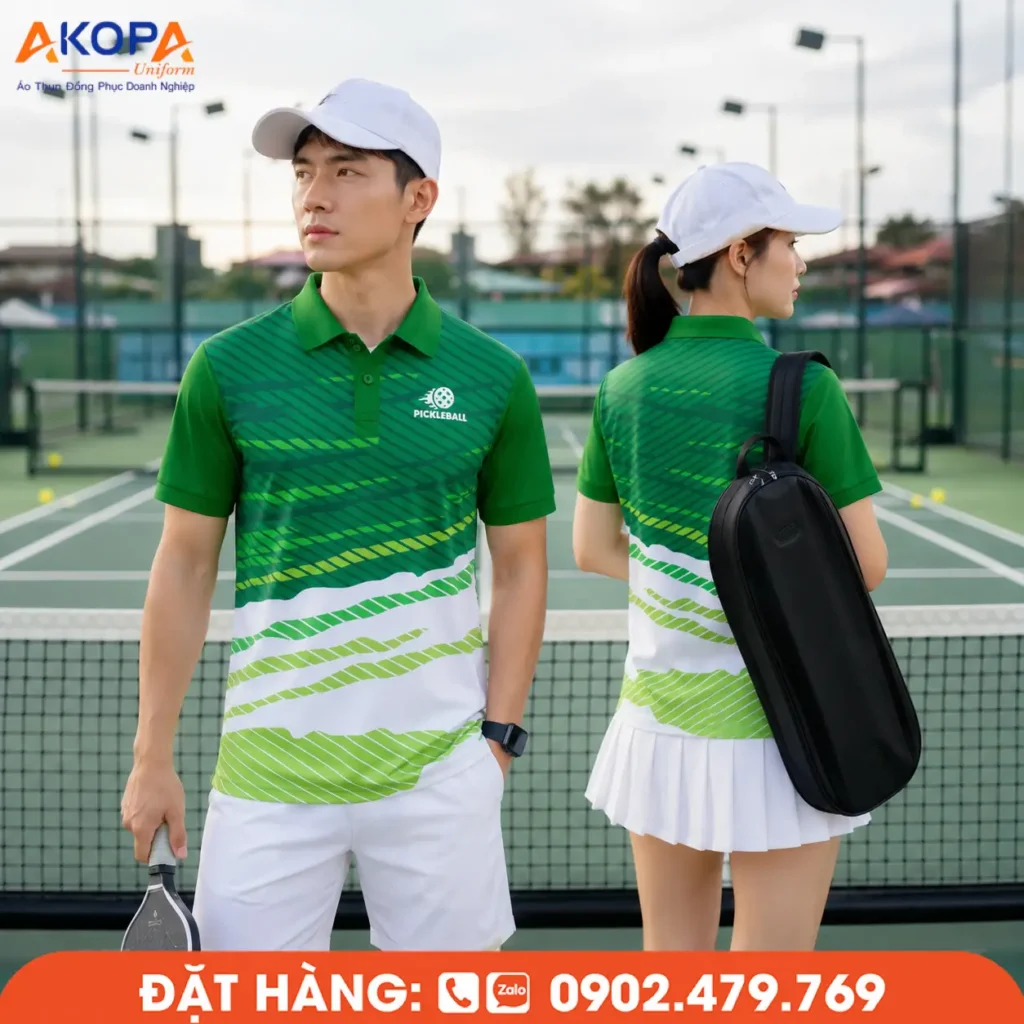 Áo đồng phục Pickleball thi đấu với chất liệu co giãn 4 chiều, thoáng khí, thấm hút mồ hôi nhanh, giúp vận động linh hoạt và duy trì cảm giác thoải mái suốt trận đấu.