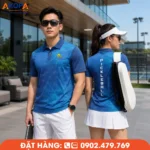 Áo đồng phục Pickleball xanh dương hiện đại, chất liệu co giãn 4 chiều, thoáng khí, bền màu, giúp người chơi thi đấu linh hoạt và luôn thoải mái trên sân.