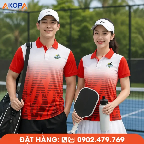 Áo Đồng Phục Pickleball Đỏ Phối Trắng – PK029