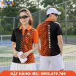 Áo đồng phục Pickleball đen phối cam nổi bật với họa tiết phá cách, tạo phong cách mạnh mẽ và cá tính. Chất liệu co giãn, thoáng khí, thích hợp cho thi đấu, luyện tập và đồng phục đội nhóm.