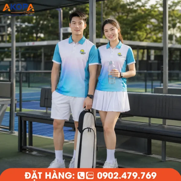 Áo Đồng Phục Pickleball Trắng Phối Xanh – PK047