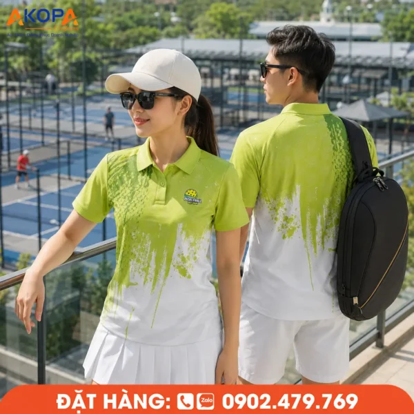 Áo Đồng Phục Pickleball Xanh Lá Phối Trắng – PK074