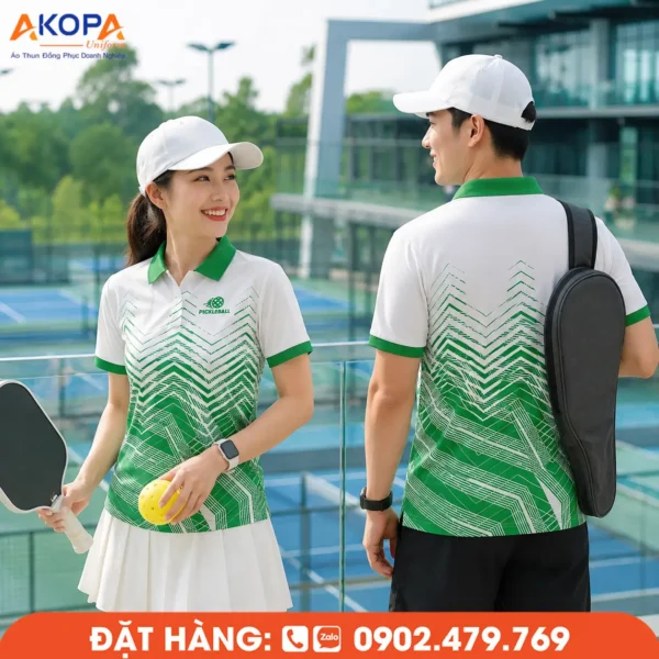 Áo Đồng Phục Pickleball Trắng Phối Xanh Navy – PK079