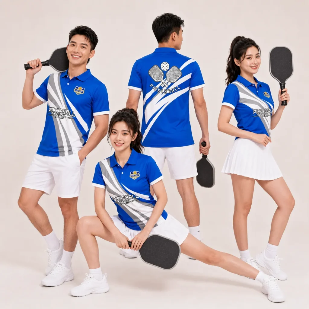 đồng phục pickleball xanh royal, cổ polo đẹp