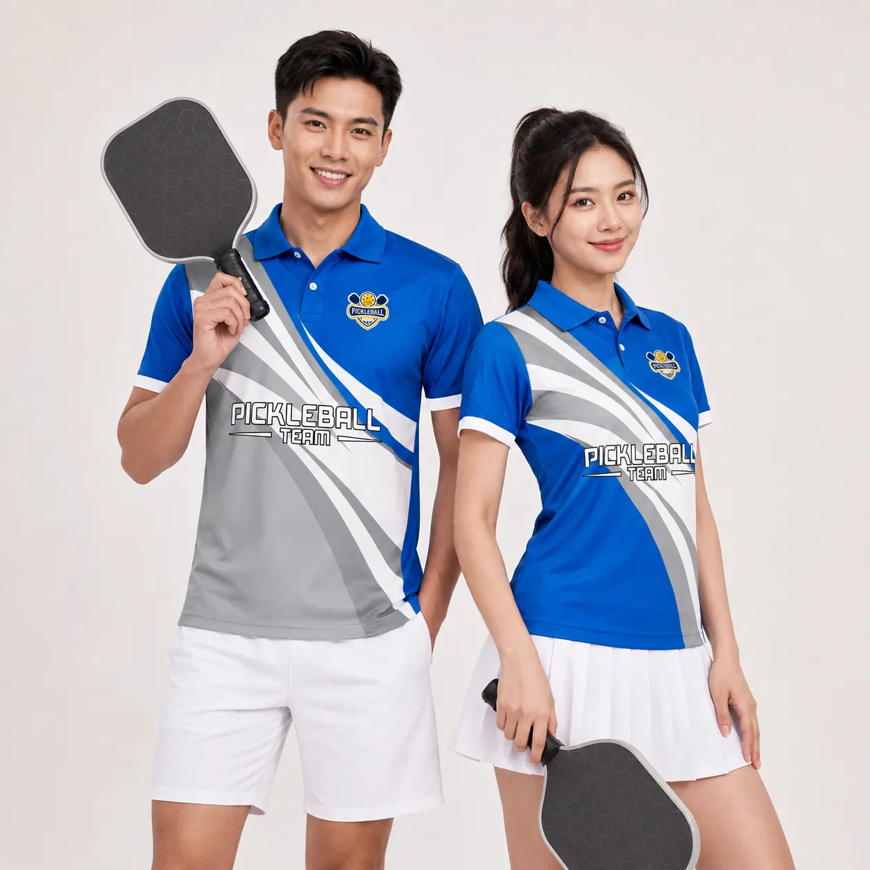 Áo đồng phục pickleball cổ polo xanh royal phối xám – AKOPA