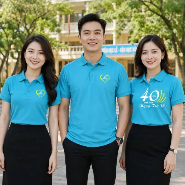 Cựu học sinh mặc áo polo họp lớp 40 năm xanh da trời “Ngày trở về” trước cổng trường – AKOPA