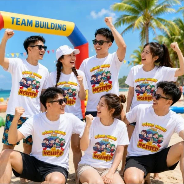 Áo phông nhóm team building in slogan “Cùng nhau tạo sự nghiệp” – ATB12