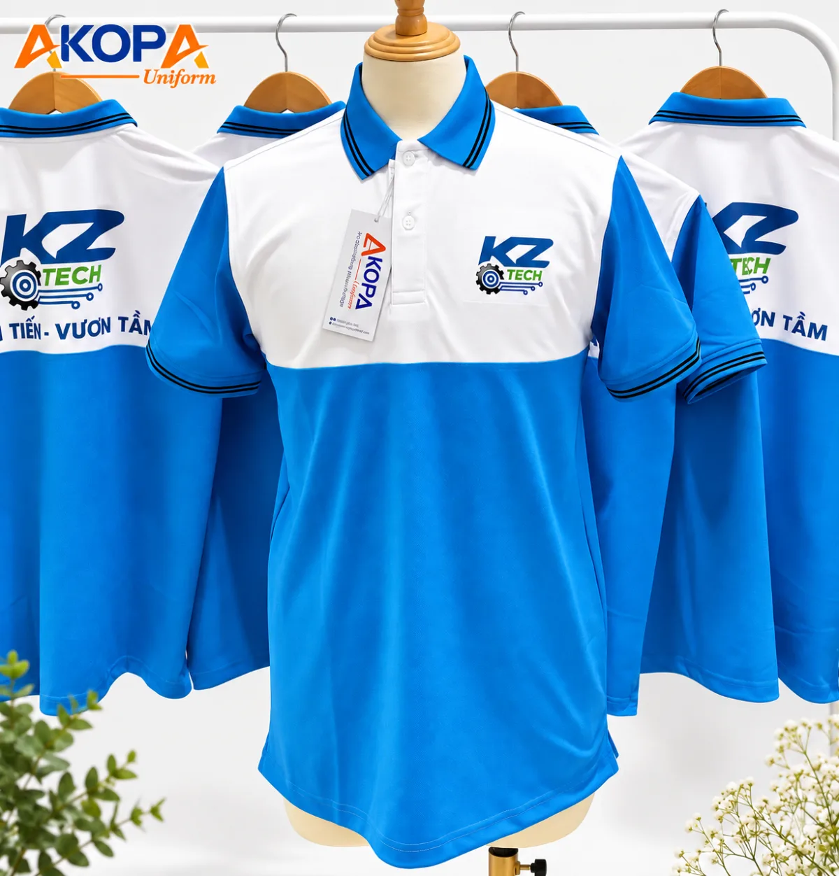 Áo polo đồng phục may phối màu theo yêu cầu doanh nghiệp – AKOPA