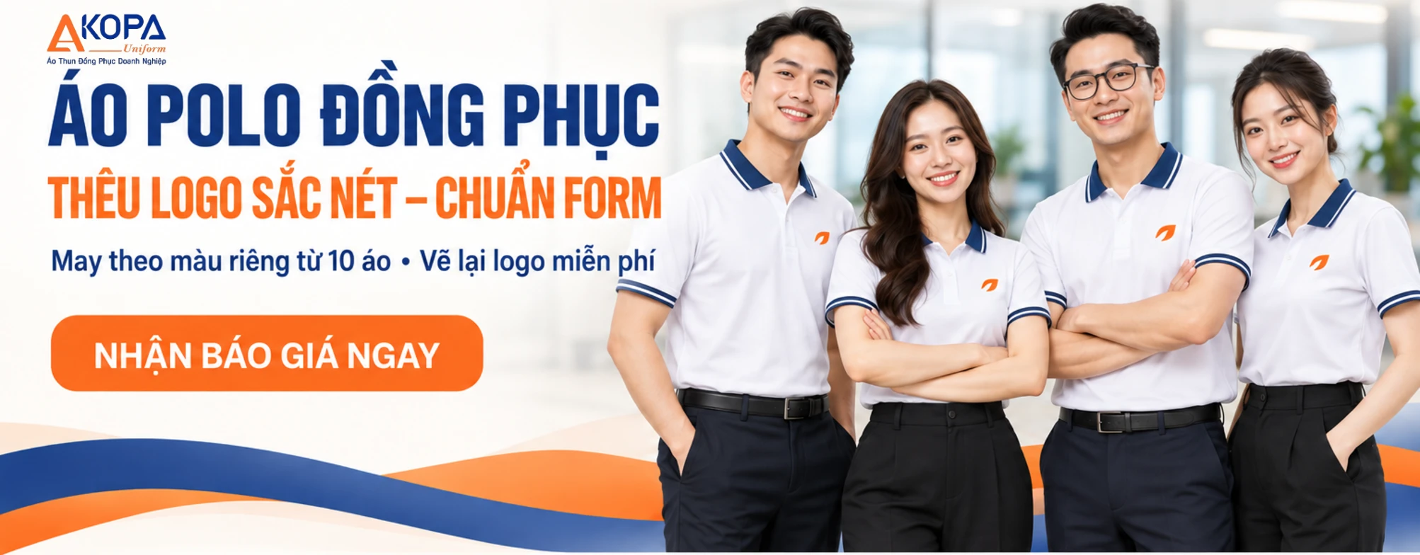 Áo polo đồng phục thêu logo sắc nét, chuẩn form – AKOPA