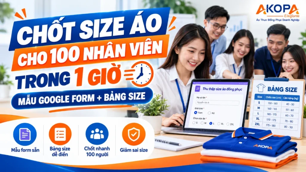 Chốt Size Áo Cho 100 Nhân Viên Trong 1 Giờ: Mẫu Google Form + Bảng Size