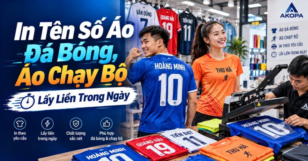 In Tên Số Áo Đá Bóng, Áo Chạy Bộ Lấy Liền Trong Ngày