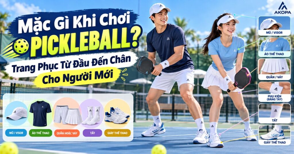Mặc Gì Khi Chơi Pickleball? Trang Phục Từ Đầu Đến Chân Cho Người Mới