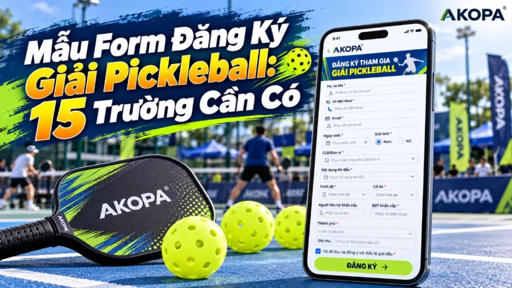 Ảnh bìa mẫu form đăng ký giải pickleball 15 trường cần có – AKOPA