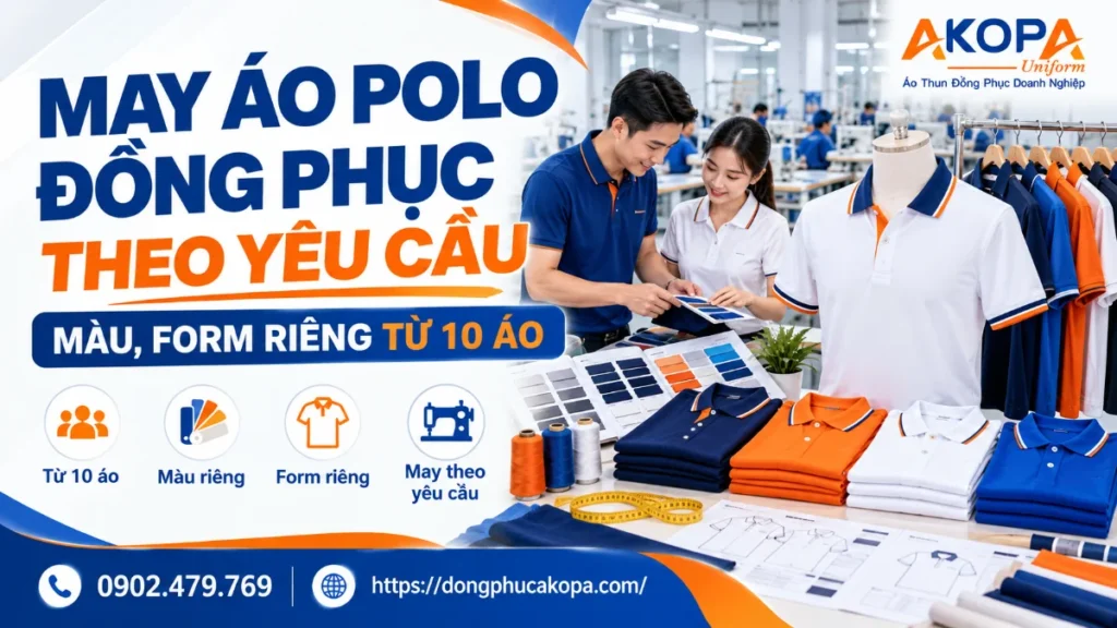 May áo polo đồng phục theo yêu cầu, màu và form riêng tại AKOPA