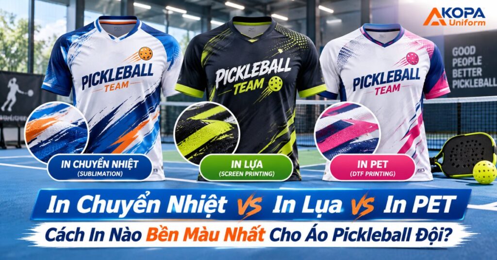 In Chuyển Nhiệt vs In Lụa vs In PET: Cách In Nào Bền Màu Nhất Cho Áo Pickleball Đội?